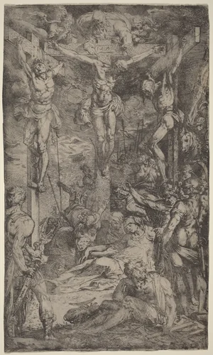 The Crucifixion by Bernardino Poccetti, print, 1548-1612