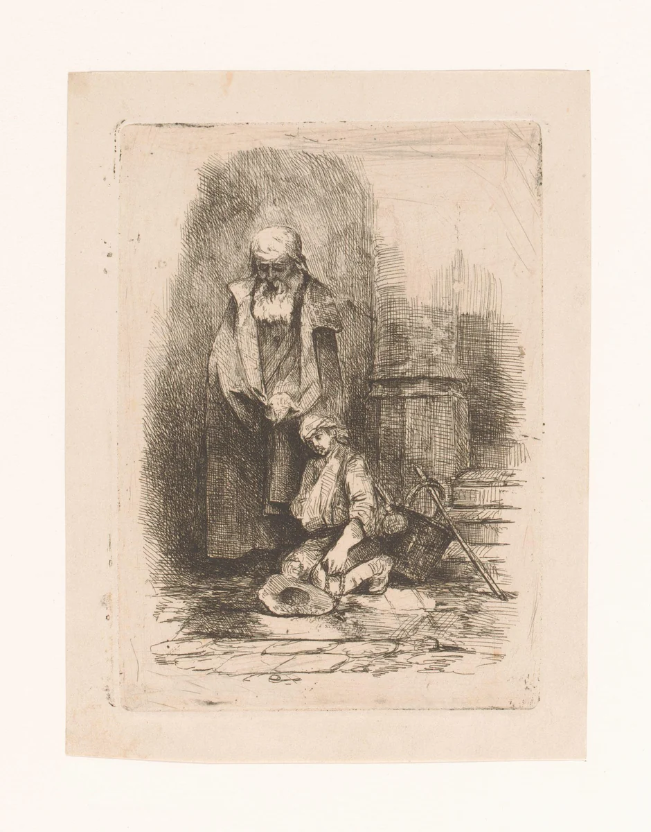 Bedelaars by Adrien Joseph Verhoeven-Ball, print, 1834-1882
