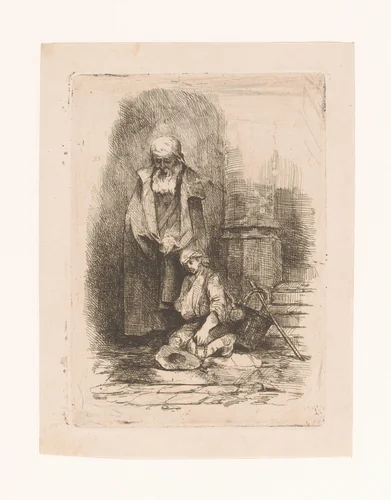 Bedelaars by Adrien Joseph Verhoeven-Ball, print, 1834-1882
