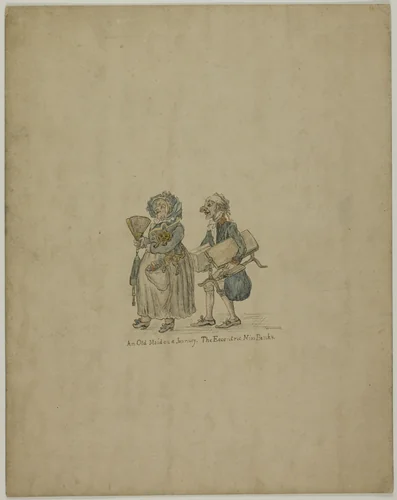 An Old Maid on a Journey - The Eccentric Miss Banks by M. Chevers, painting, 1882