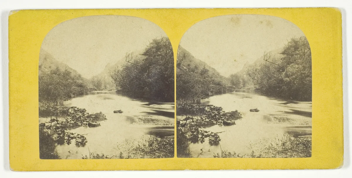The Rock called "Dovedale Church," In the distance by W. Woodward, photograph, 1850-1874