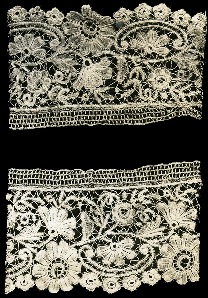 Two Fragments of a Border by Belgium, Bruges, textile, 1880-1900
