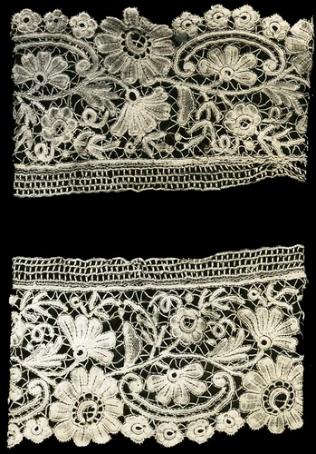 Two Fragments of a Border by Belgium, Bruges, textile, 1880-1900