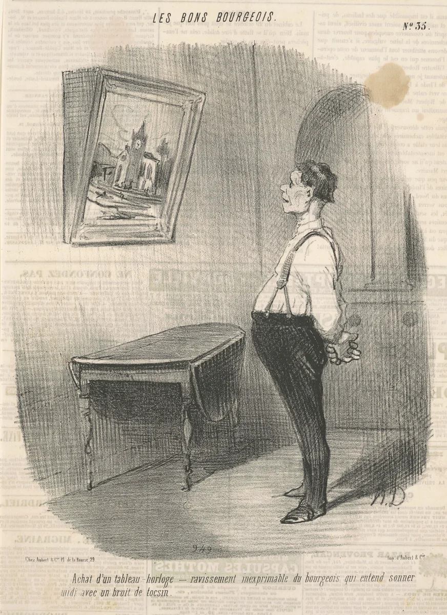 Achat d'un tableau horloge by Honoré Daumier, print, 1847