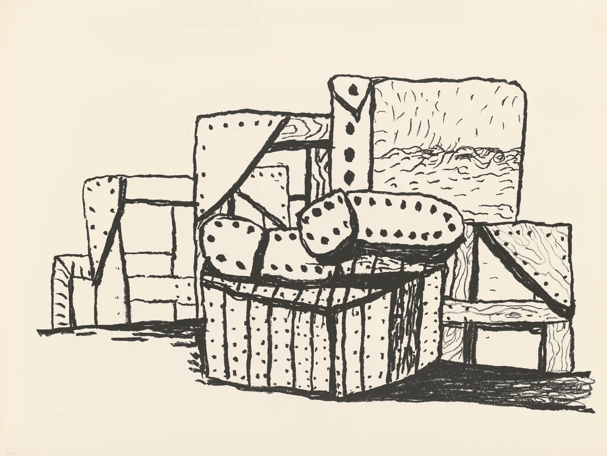 Studio Forms [special proof] by Philip Guston
Christine Fox
Richard Garst
Martin Klein
Gemini G.E.L., print, 1979-1980