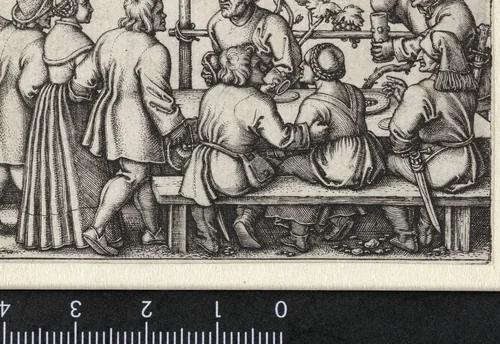 Boeren aan een feestmaal by Unknown, print, 1546-1547