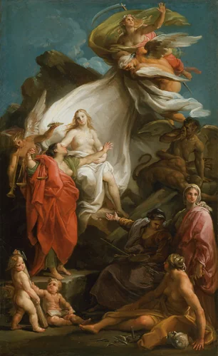 Time Unveiling Truth by Pompeo Girolamo Batoni, painting, 1740-1745