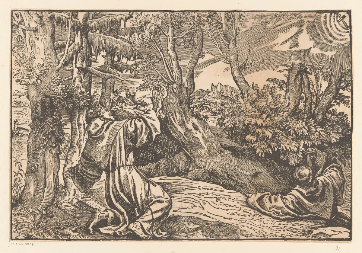 Heilige Franciscus ontvangt de stigmata by anonymous, print, 1530