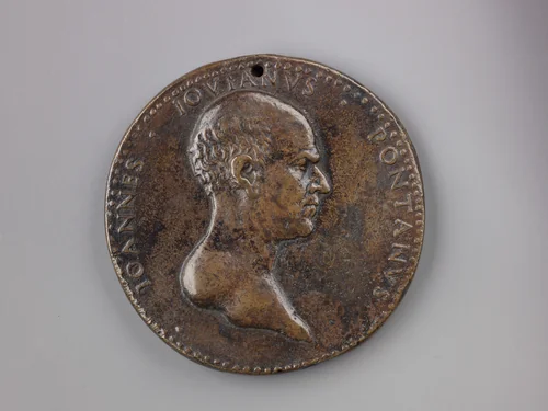 Portrait medal of Giovanni Giovano Pontano by Adriano Fiorentino, metalwork, 1475-1500