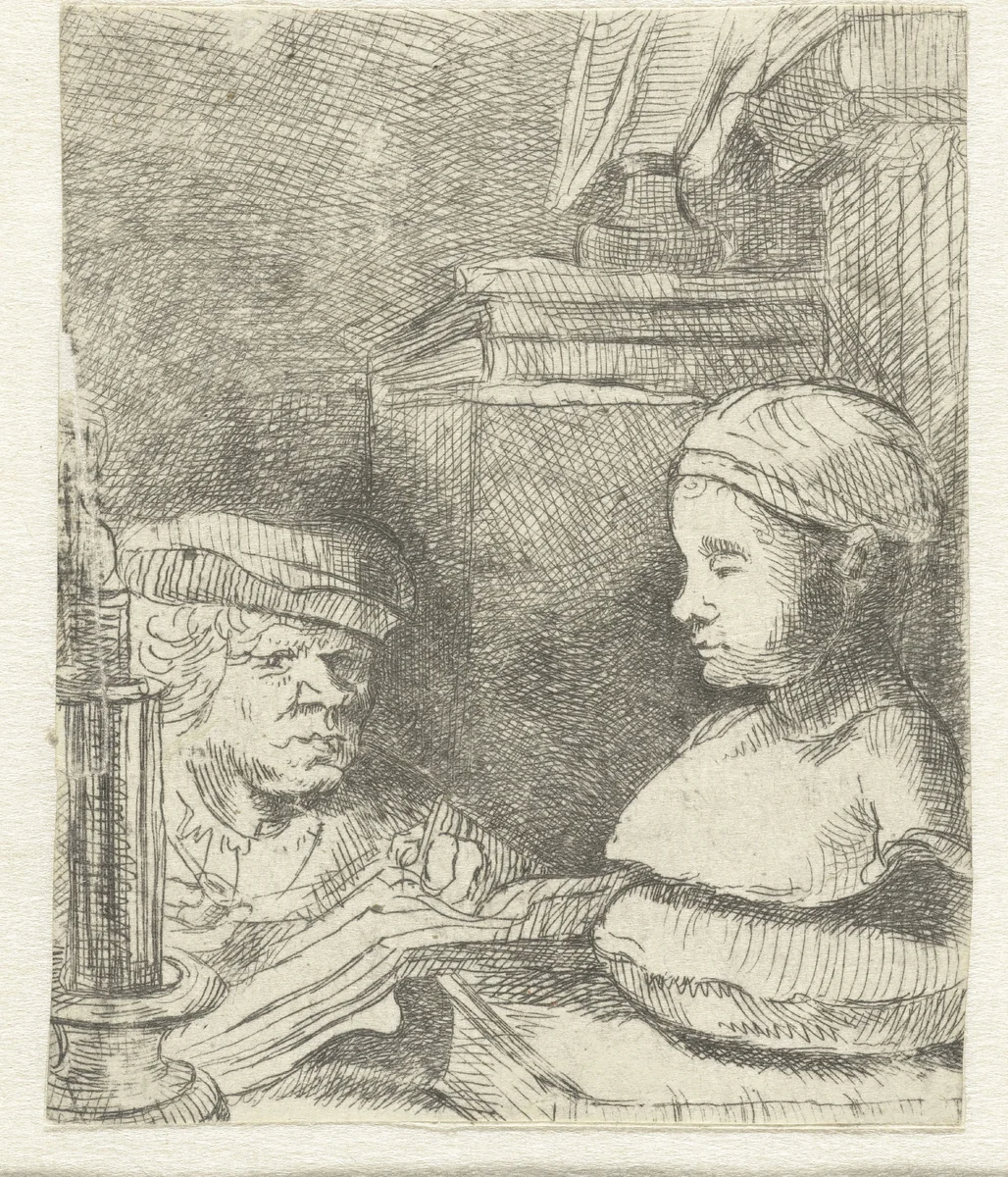 Man drawing from a cast by anonymous, print, 1641
