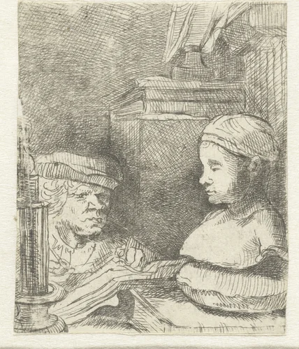 Man drawing from a cast by anonymous, print, 1641