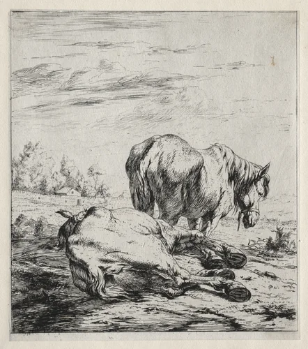 The Two Horses by Charles Meryon, print, 1850