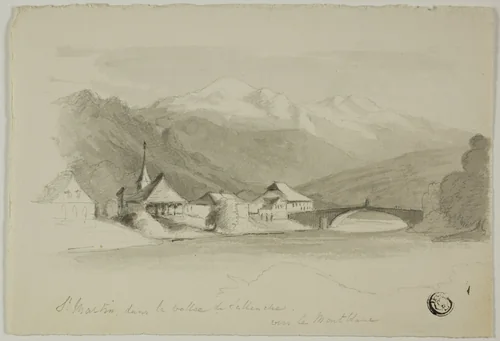 Saint Martin, in the Sallenche Valley, Looking Towards Mont Blanc by Unknown Artist, drawing, 1800-1899