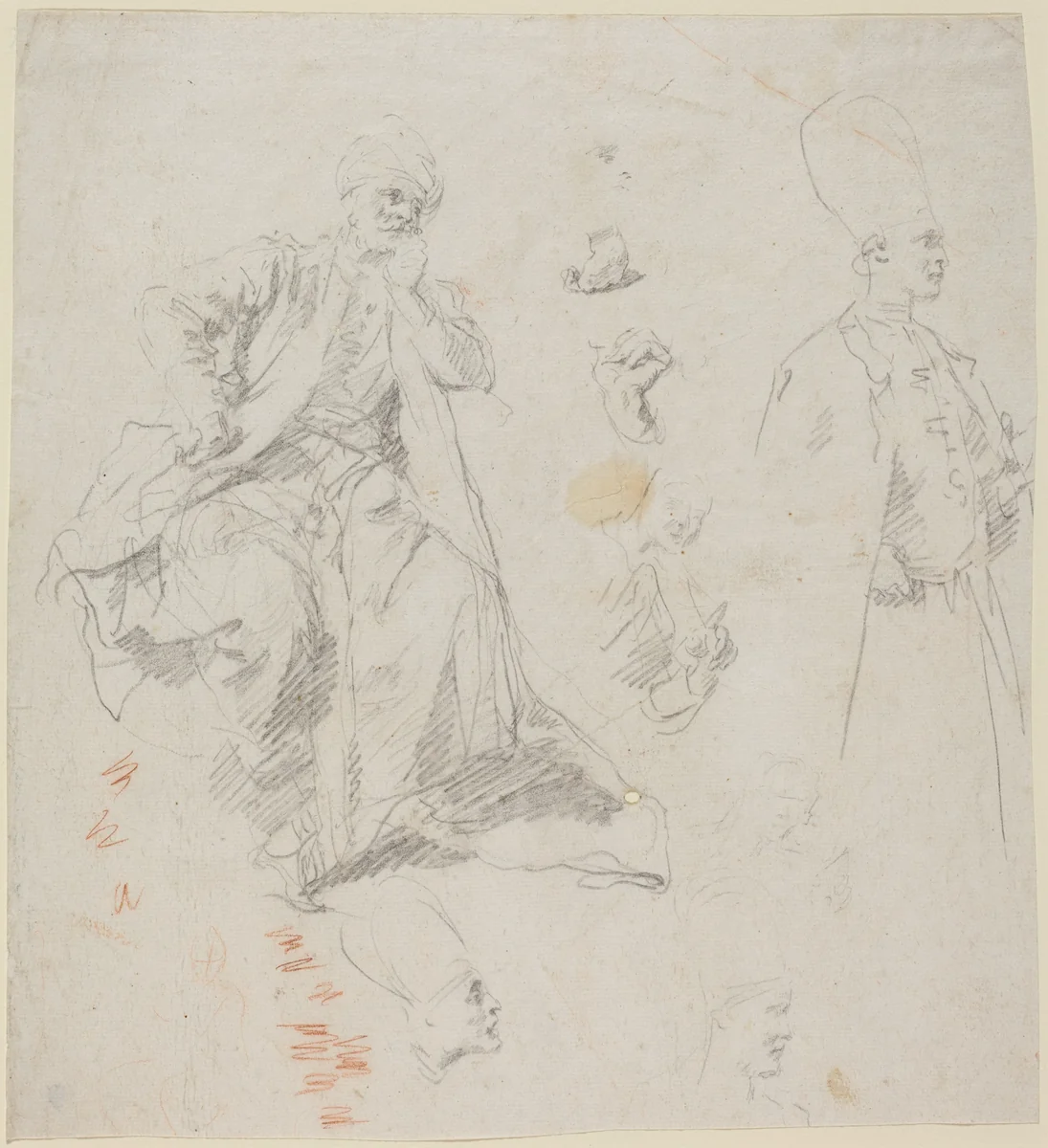 Caliph Aladin and His Counselors by Giovanni Battista Piazzetta, drawing, 1735-1740