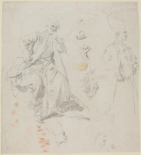 Caliph Aladin and His Counselors by Giovanni Battista Piazzetta, drawing, 1735-1740