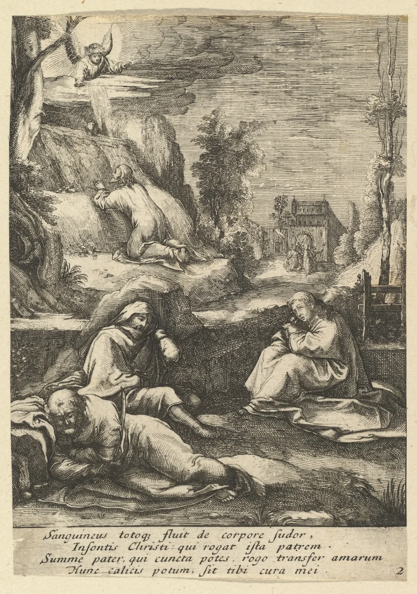 The Agony in the Garden, from "The Passion of Christ" by Nicolas Cochin, print, 1610-1700