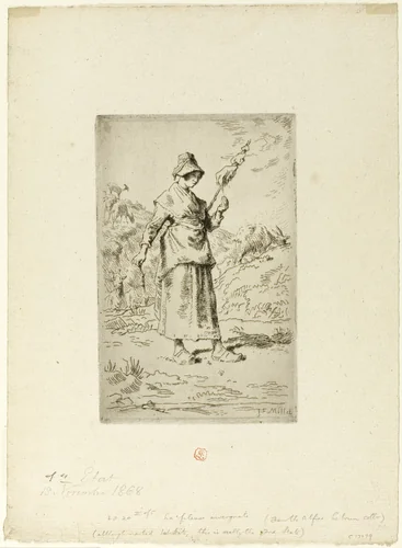 The Spinner by Jean-François Millet, print, 1868-1869
