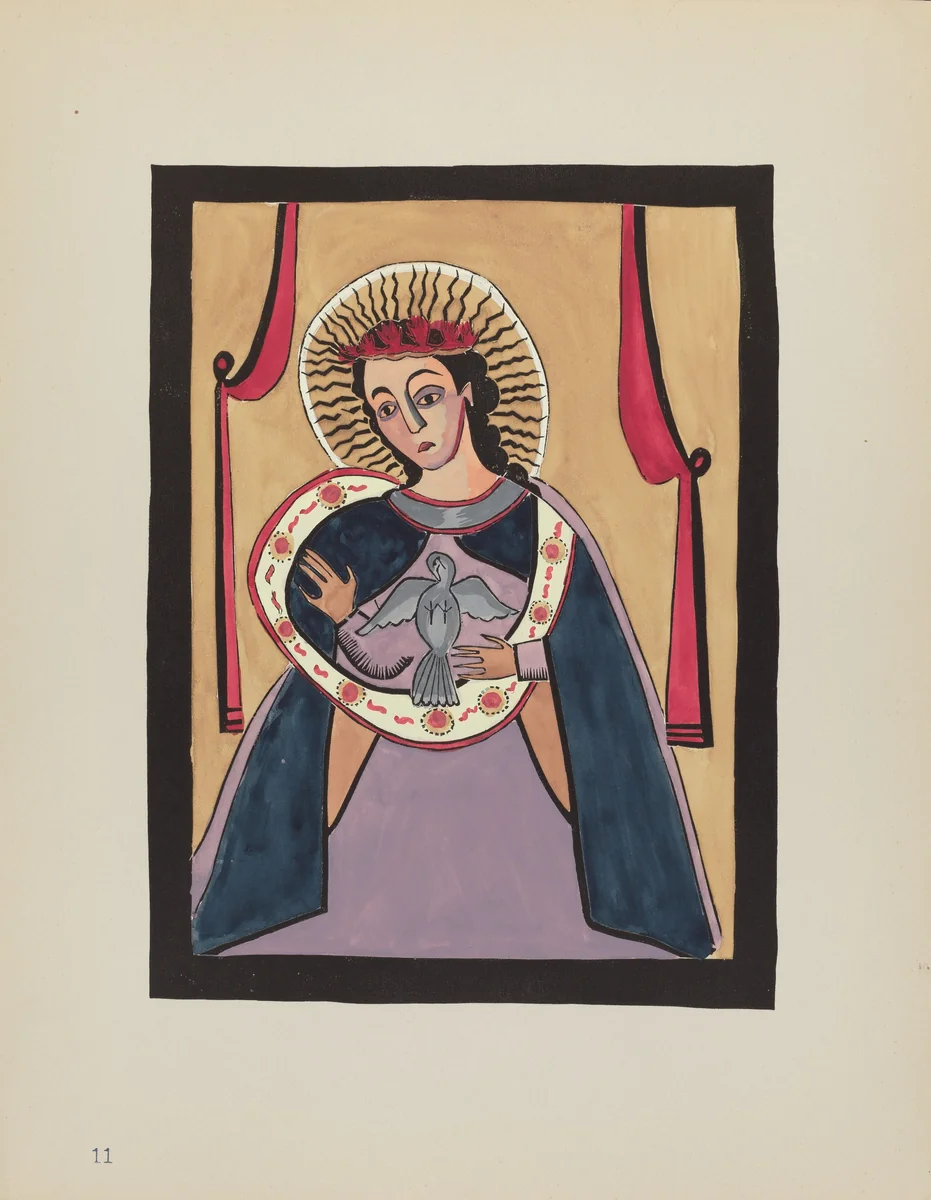 Plate 11: Annunciation: From Portfolio "Spanish Colonial Designs of New Mexico" by American 20th Century, index of american design, 1935-1942