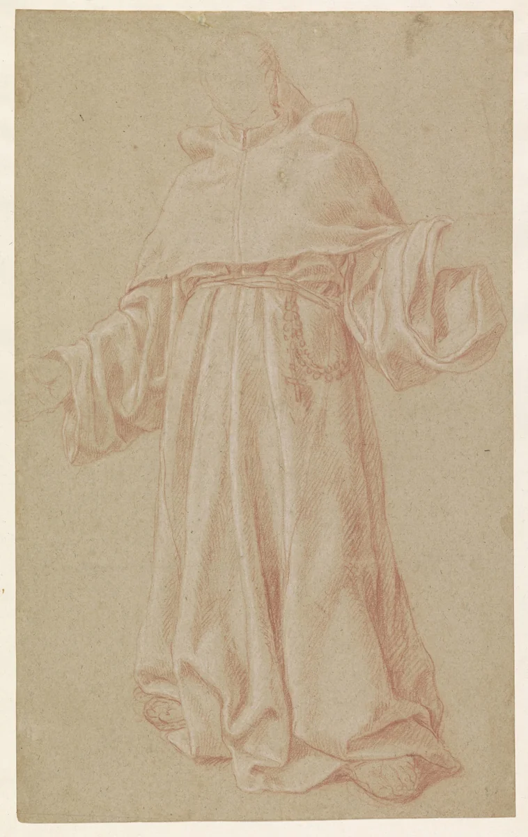 Staande monnik by Eustache Lesueur, drawing, 1627-1655