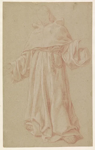 Staande monnik by Eustache Lesueur, drawing, 1627-1655