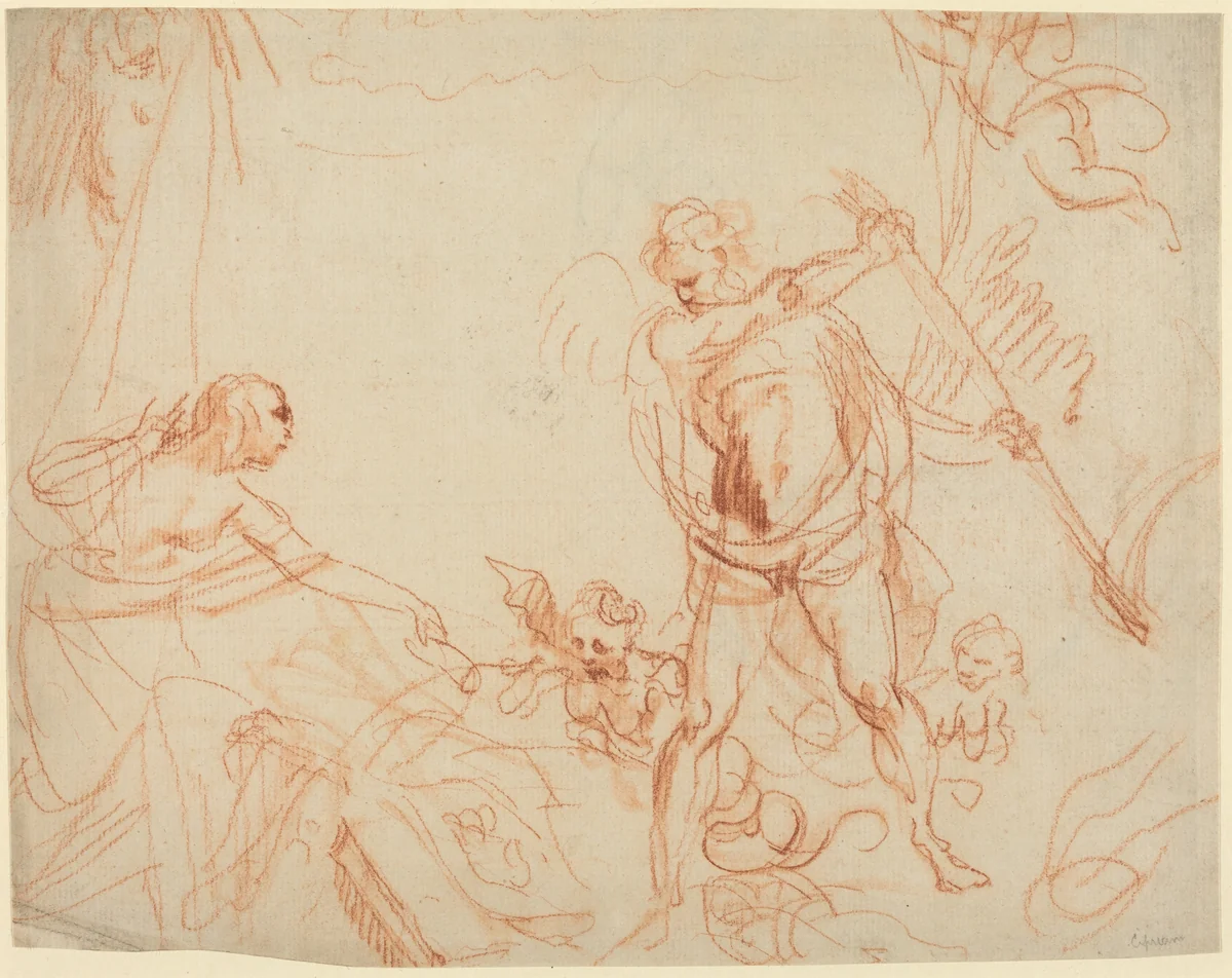 Mythological Composition with Chronos and Harpies [recto] by Giovanni Battista Cipriani, drawing, 1727-1785