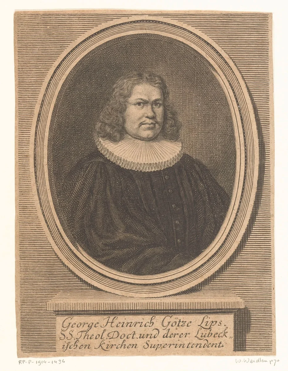 Portret van Georg Heinrich Götze by Martin Bernigeroth, print, 1702-1733