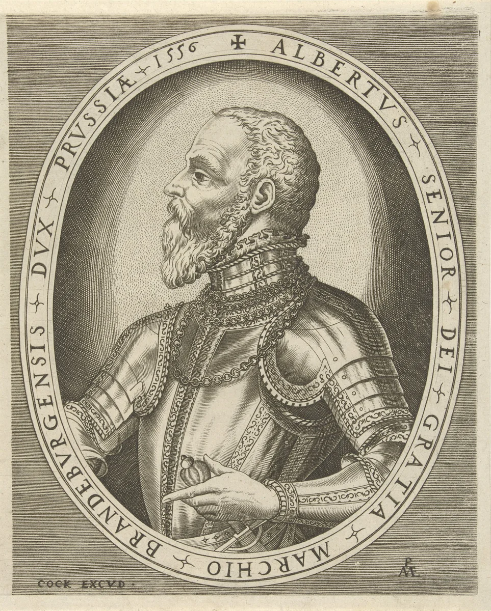 Portret van Albrecht Friedrich, marktgraaf van Brandenburg by Unknown, print, 1556