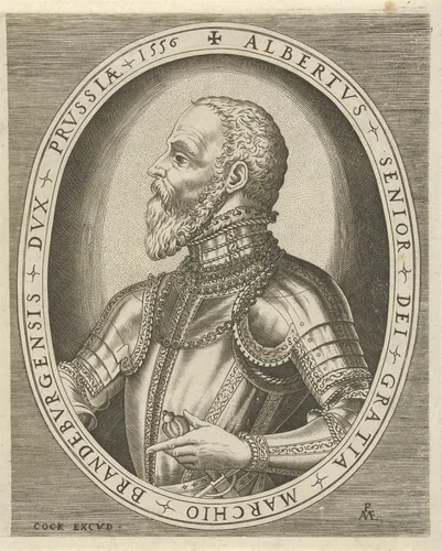 Portret van Albrecht Friedrich, marktgraaf van Brandenburg by Unknown, print, 1556