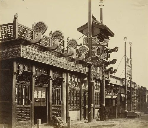 Shops and Street, Chinese City of Peking by Felice Beato, photograph, 1860
