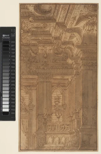 Interieur van een rijk versierde kerk of paleis by Jean Lepautre, drawing, 1628-1682