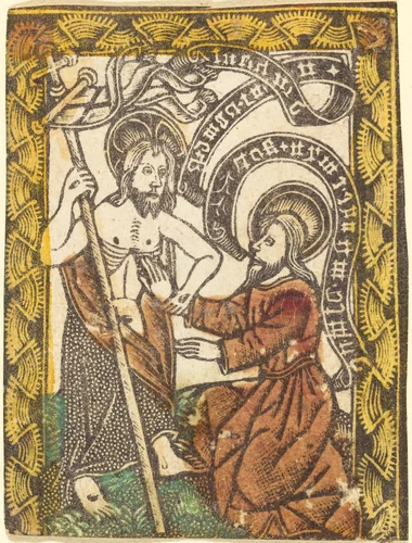 Christ Appearing to Saint Thomas by Master of the Borders with the Four Fathers of the Church, print, 1460-1480