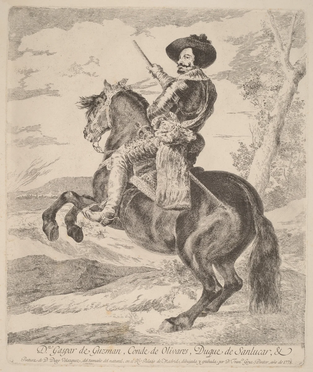 Gaspar de Guzman, Conde Duque de Olivares by Francisco Goya; Diego Velázquez, print, 1778