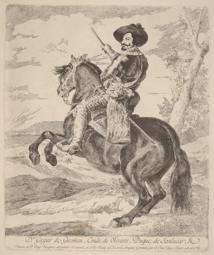 Gaspar de Guzman, Conde Duque de Olivares by Francisco Goya; Diego Velázquez, print, 1778