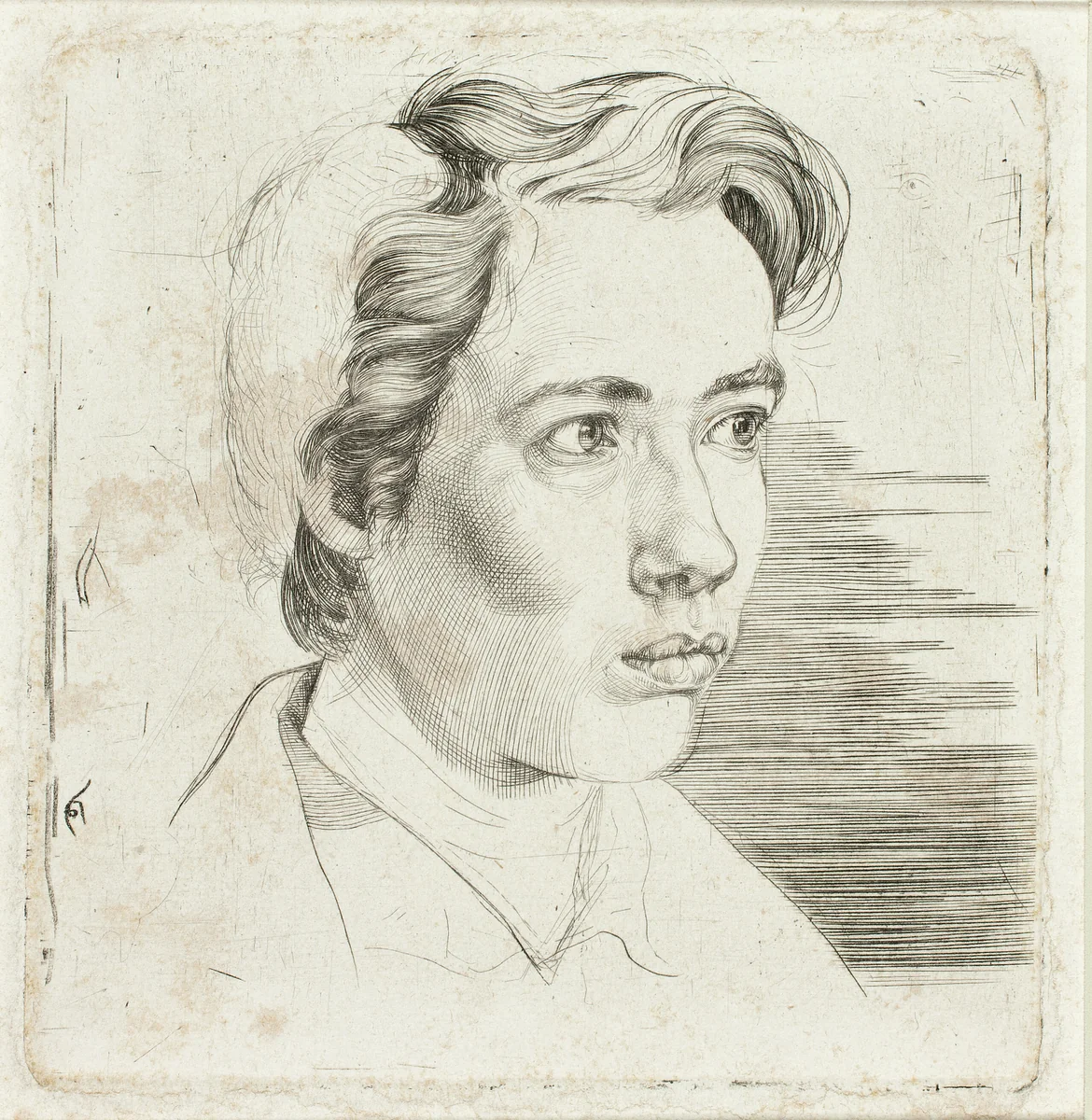 Portrait of the Artist's Student Maisonneuve by Eugen Eduard Schäffer, print, 1824