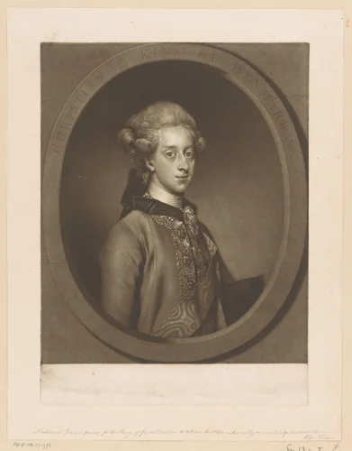 Portret van Christiaan VII van Denemarken by Edward Fisher, print, 1769