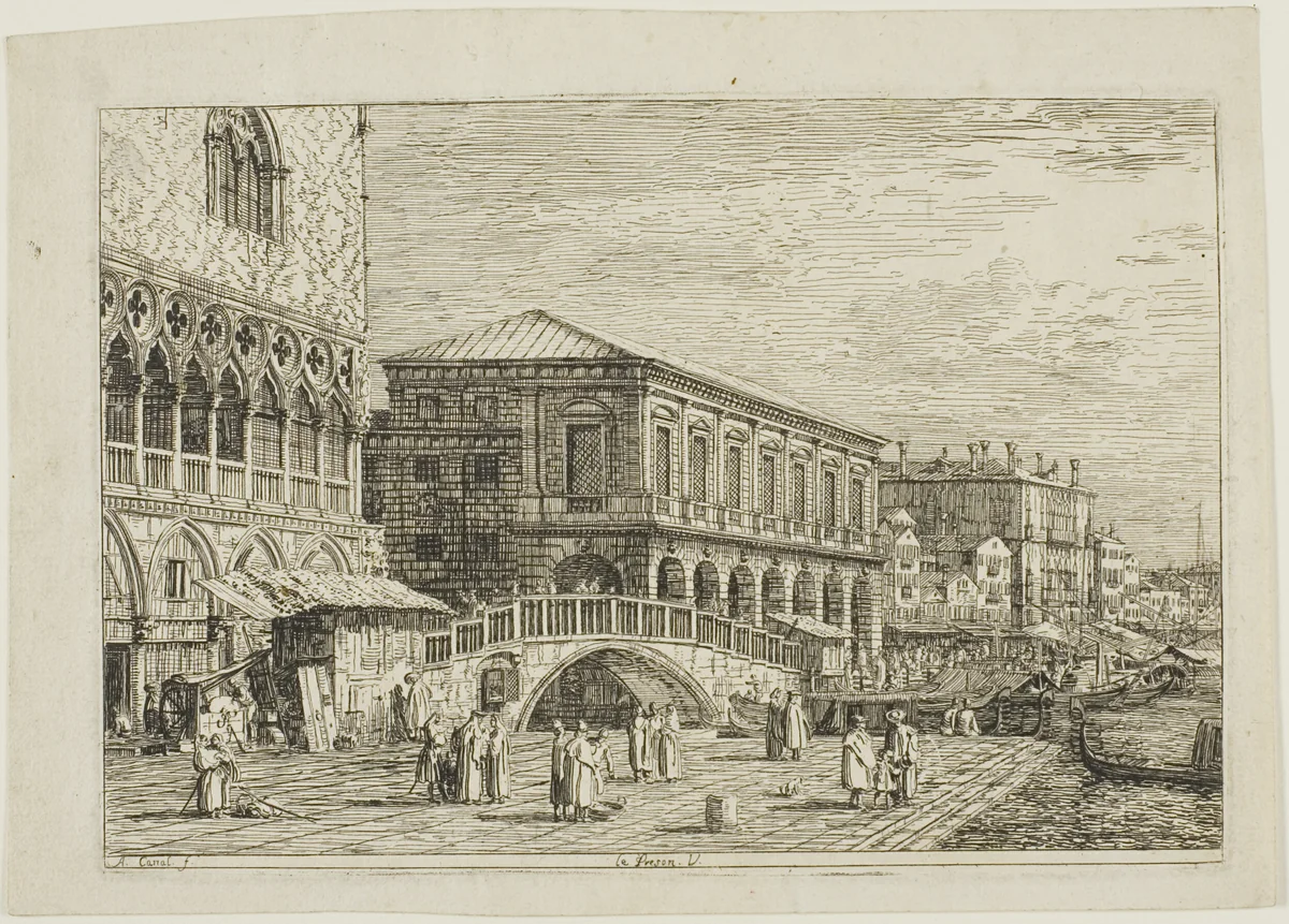 le Preson. V., from Vedute by Canaletto, print, 1735-1744