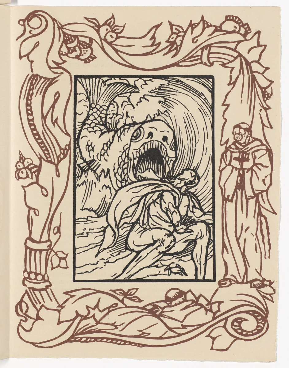 Plate (page 219) from Les Petites Fleurs de St. François (The Little Flowers of St. Francis) by Émile Bernard, illustrated book, 1928