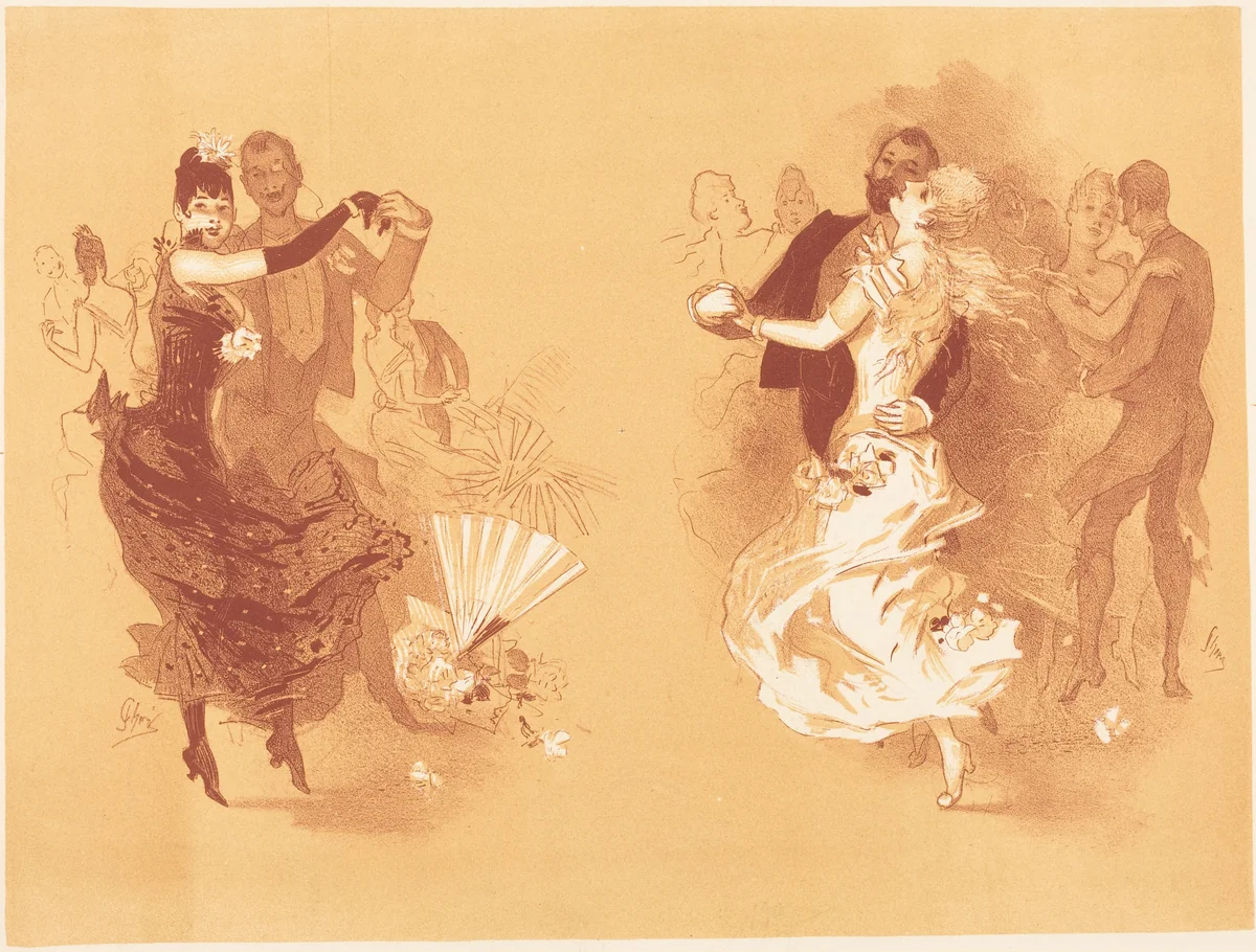 Waltz of the Blonde and Waltz of the Brunette by Jules Chéret, print, 1836-1932
