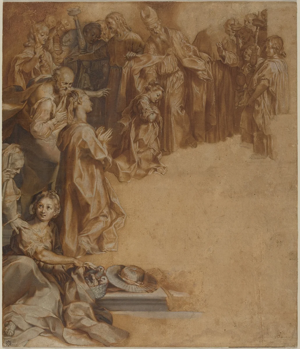 The Presentation of the Virgin in the Temple by Federico Barocci, drawing, 1595-1605