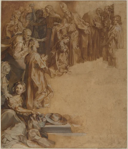 The Presentation of the Virgin in the Temple by Federico Barocci, drawing, 1595-1605