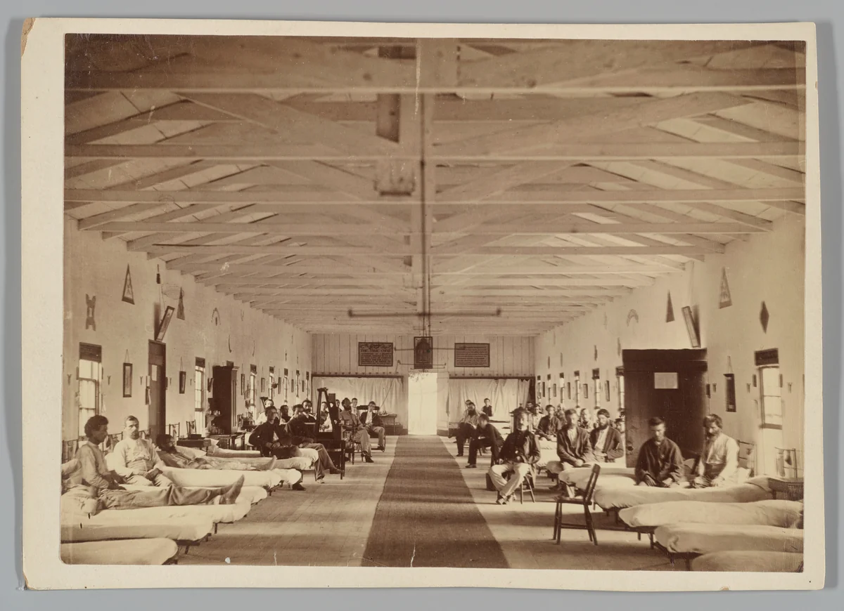 Armory Square Hospital, Interior of Ward K by Alexander Gardner, photograph, 1861-1865