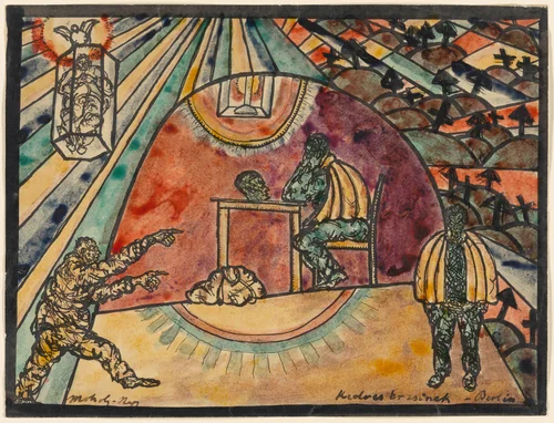 Mise-en-scène for the play Die Menschen by László Moholy-Nagy, drawing, 1923