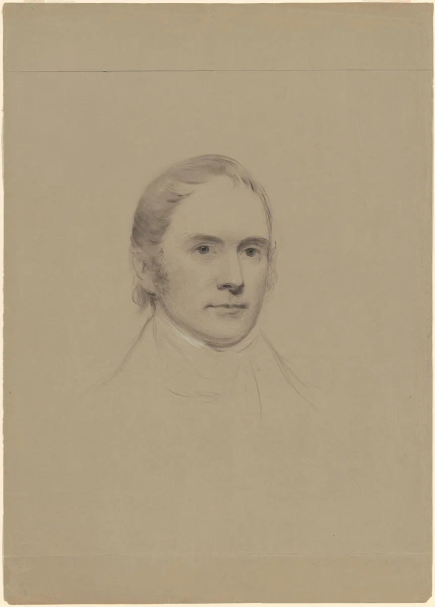 Head of a Man by Seth Wells Cheney, drawing, 1840-1854