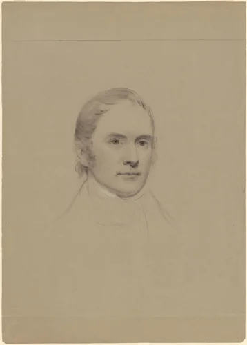 Head of a Man by Seth Wells Cheney, drawing, 1840-1854