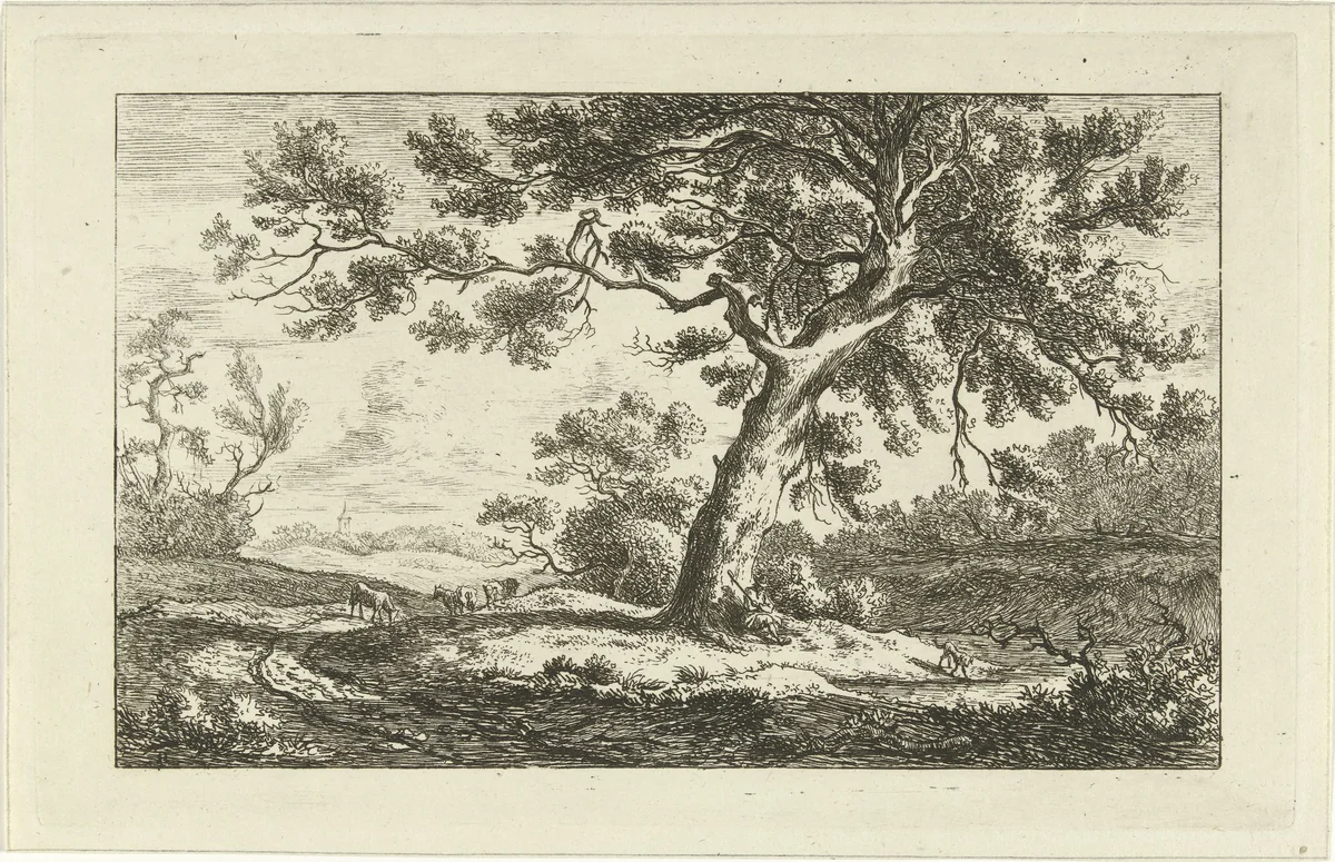 Rustende herder by Carel Lodewijk Hansen, print, 1780-1840