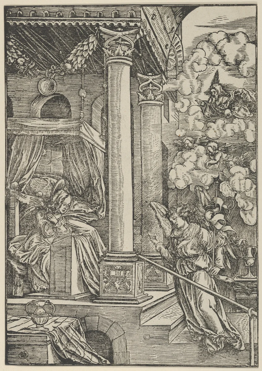 The Annunciation by Hans Schäufelein, print, 1500-1540