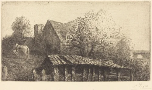 Old Inn (Une ancienne auberge) by Alphonse Legros, print, 1837-1911