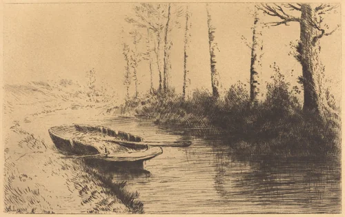 Canal Seen by Morning Light (Le canal: Effet du matin) by Alphonse Legros, print, 1837-1911
