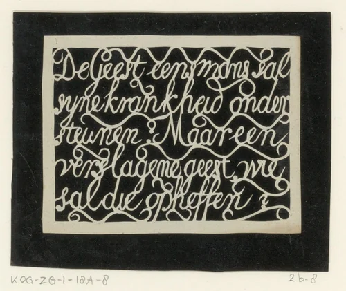 Spreuk: De Geest eens mans sal sijne Krankheid ondersteunen: Maar een verslagene geest, wie sal die opheffen? by anonymous, other, 1750-1849