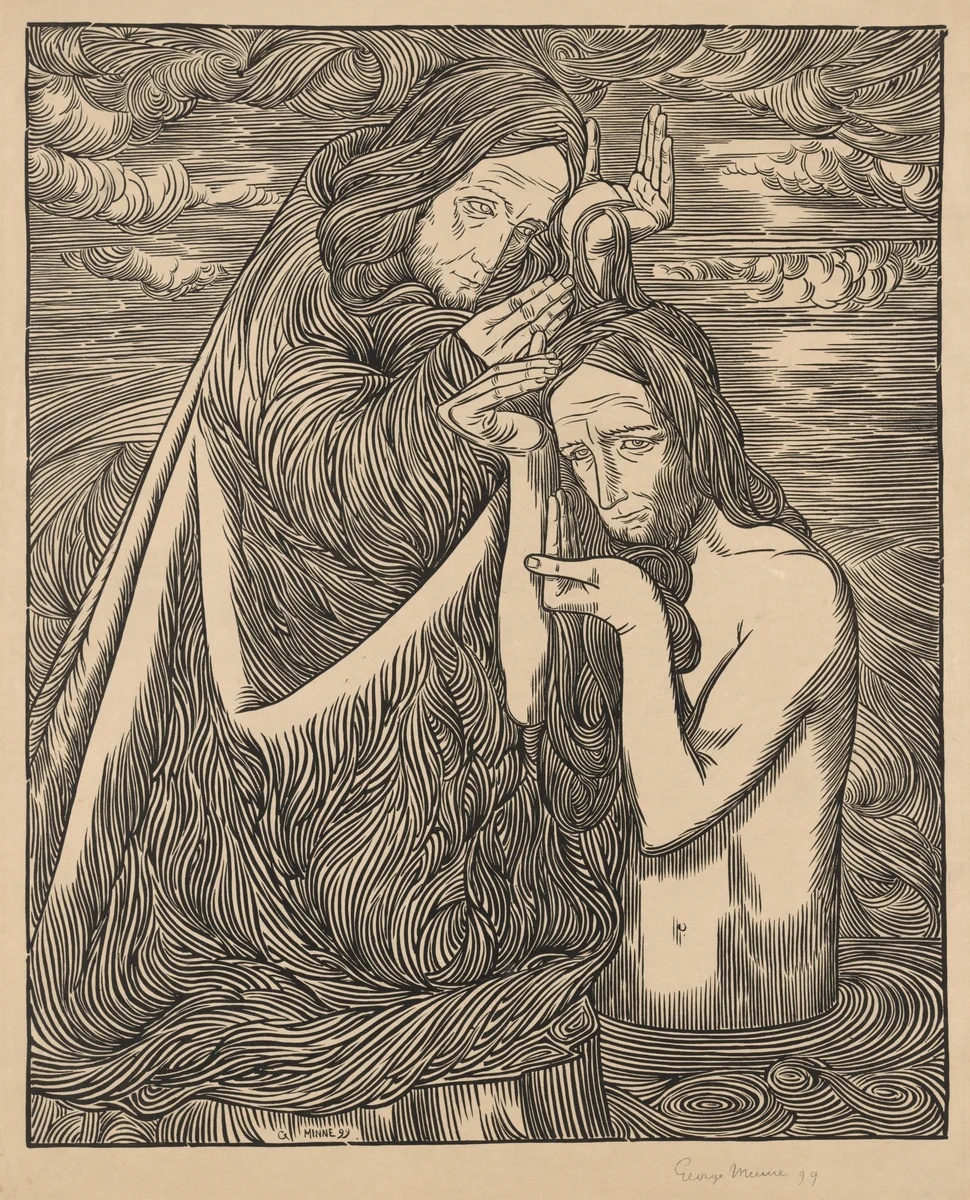 The Baptism of Christ by George Minne, print, 1899